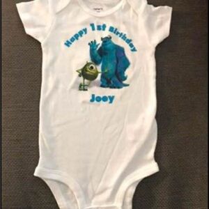 Disney White Bodysuit with Blue and Green Monster Inc.